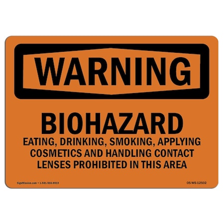 Signmission Safety Sign, OSHA WARNING, 12" Height, 18" Width, Rigid Plastic, Biohazard, Landscape OS-WS-P-1218-L-12502